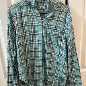 Green Plaid Button-Up Shirt